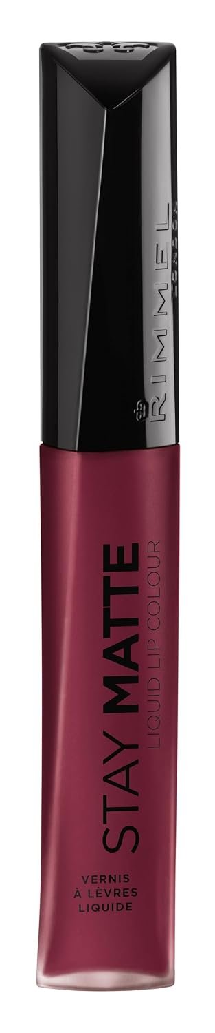 Rimmel London Stay Matte Liquid Lip Color with Full Coverage Kiss-Proof Waterproof Matte Lipstick Formula that Lasts 12 Hours – 810 Plum This Show, .21oz