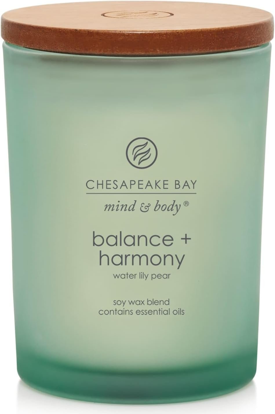 Chesapeake Bay Balance + Harmony Scented Candle Water Lily Pear Fragrance 50 Hours Burn Time Warm & Decorative Soy Wax Blend