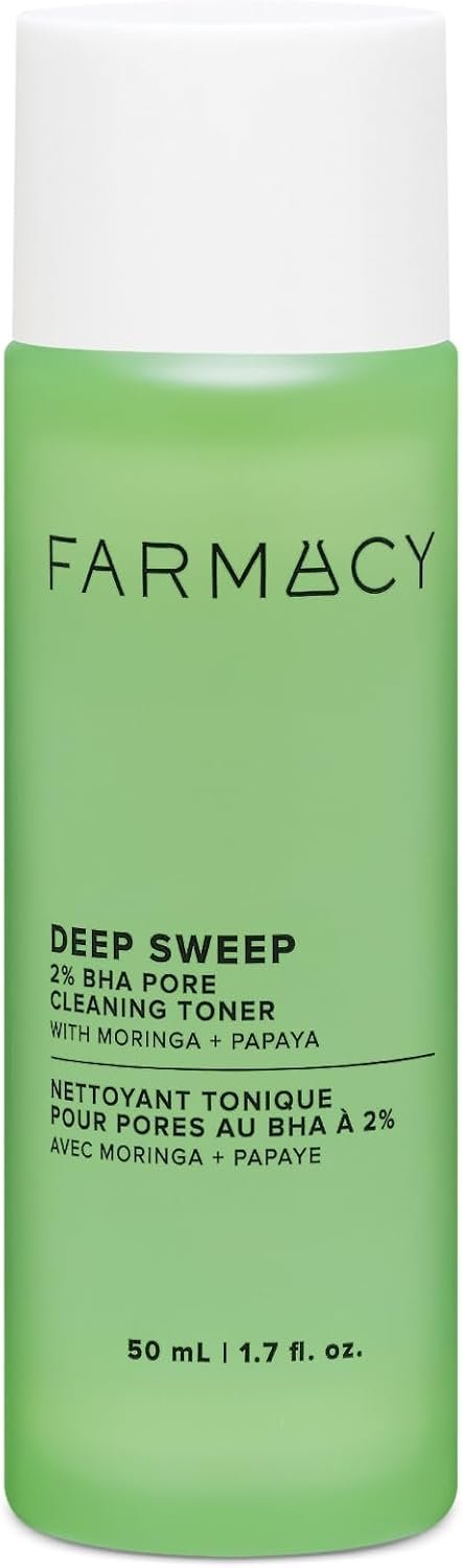 Farmacy 2% Salicylic Acid Toner for Face – Deep Sweep BHA Liquid Exfoliant + Pore Cleaner – Controls Oil, Gently Exfoliates + Refines Pores – Skin Care for Combo, Oily + Blemish-Prone Skin – (50ml).