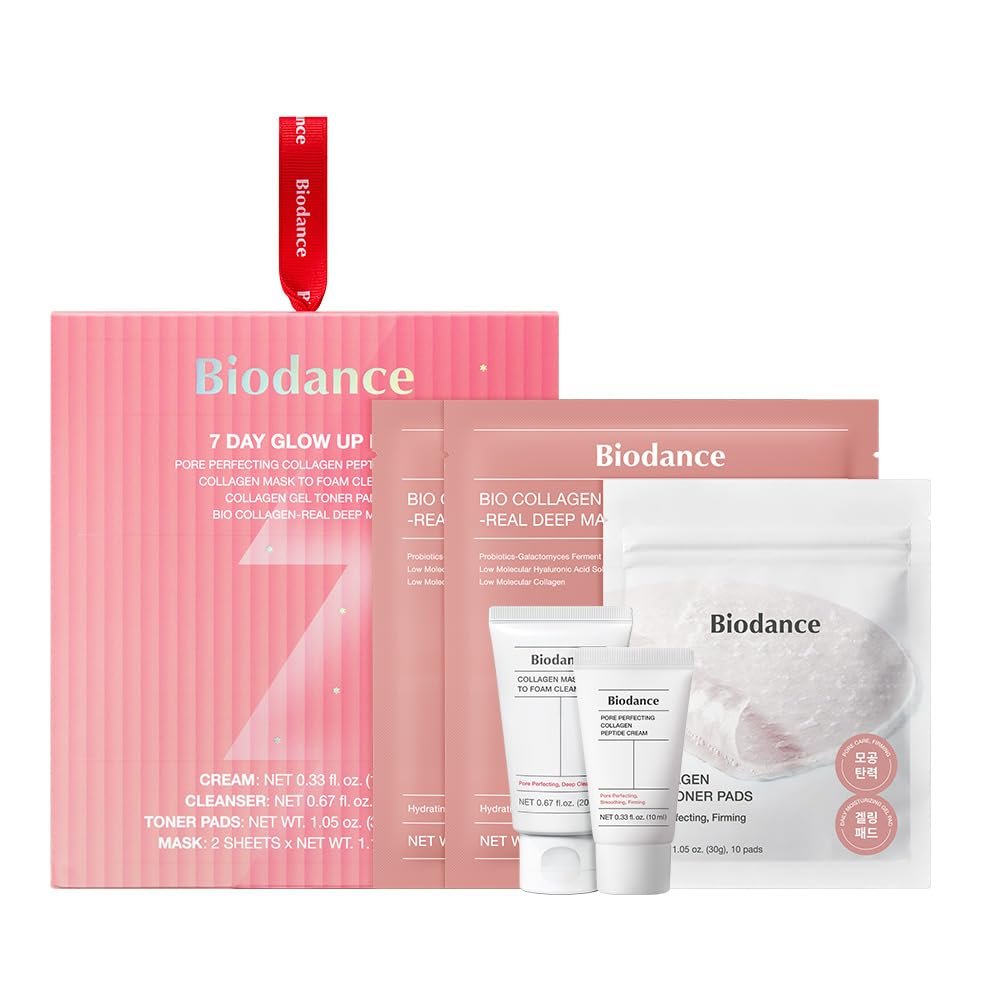 BIODANCE 7 Day Glow Up Kit, Korean Collagen Skin Care Gift Set, 4-Step Set