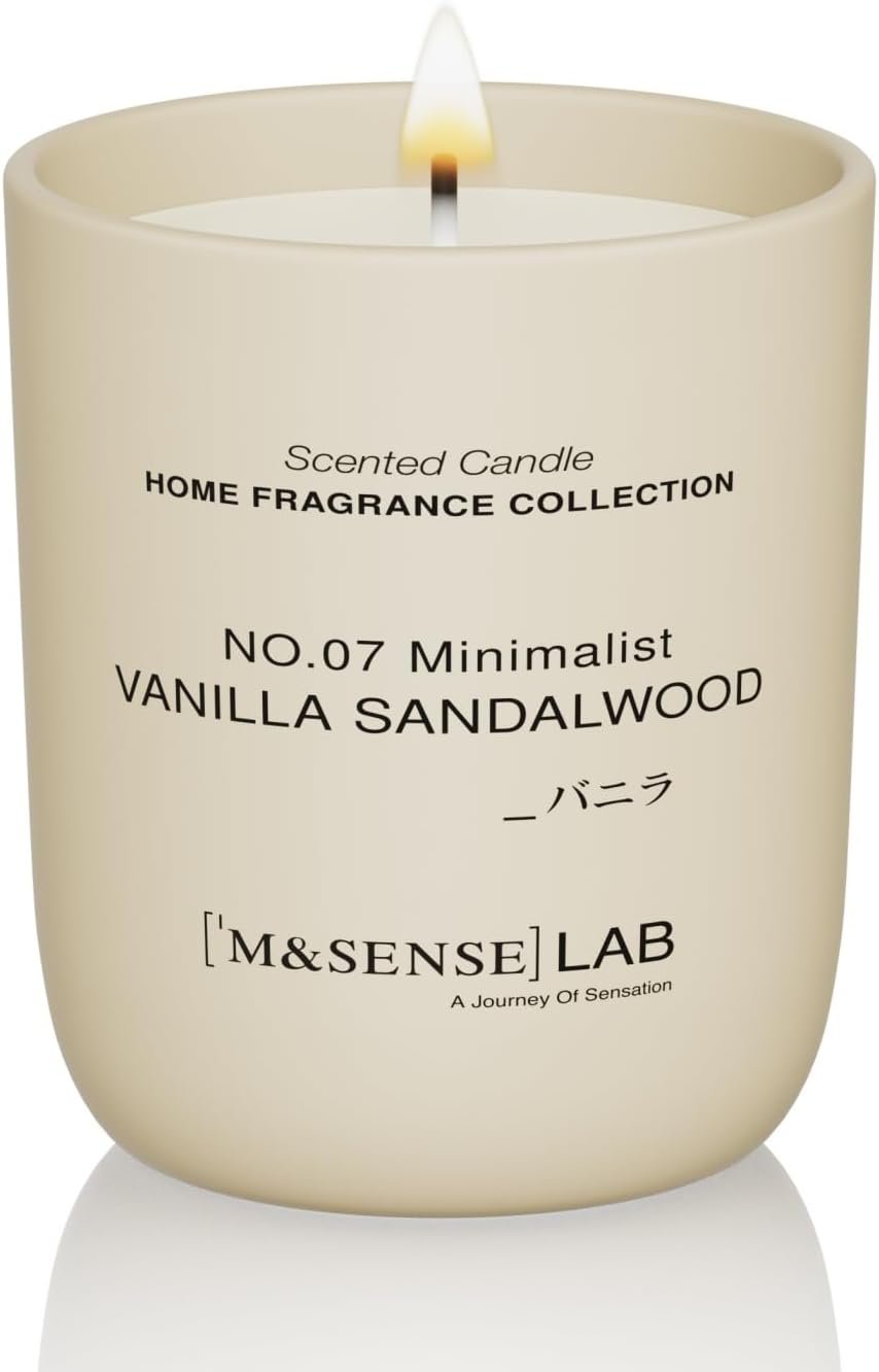 M&SENSE Natural Soy Candle| Vanilla Sandalwood | 5.3 oz | Mini Scented Candles for Relaxation,Meditation, Home Décor | for Bedroom, Office, Party Small