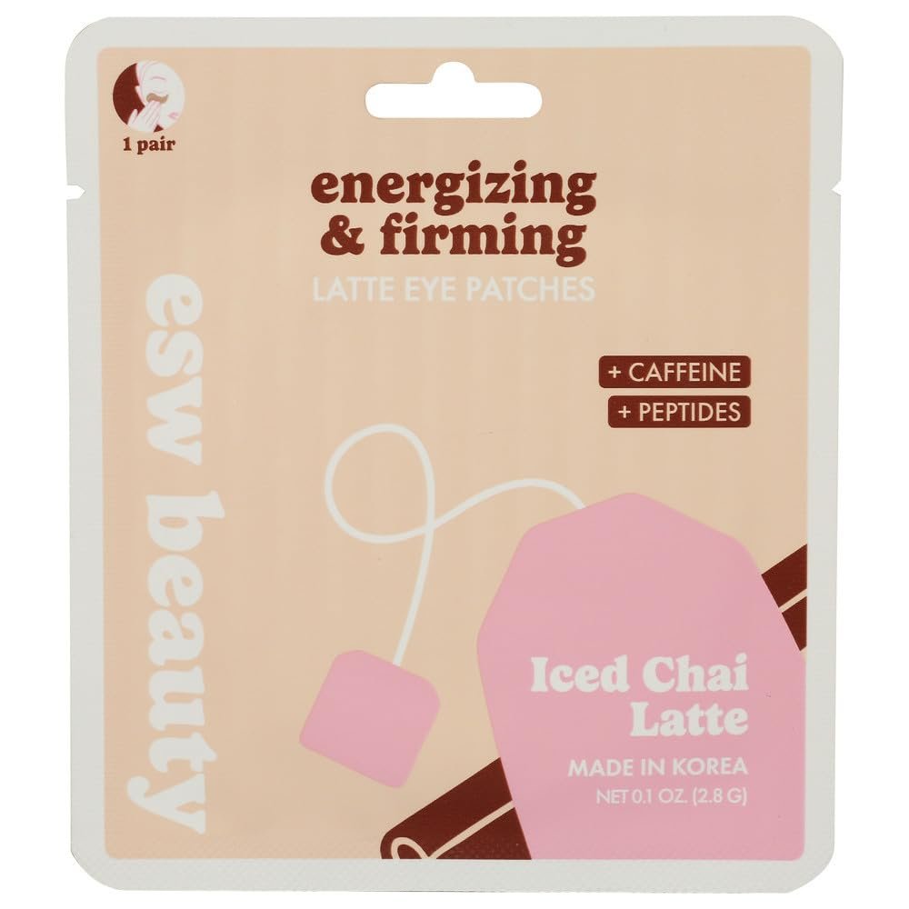 ESW Beauty Iced Chai Latte Under Eye Patches with Peptides, 1 Pack