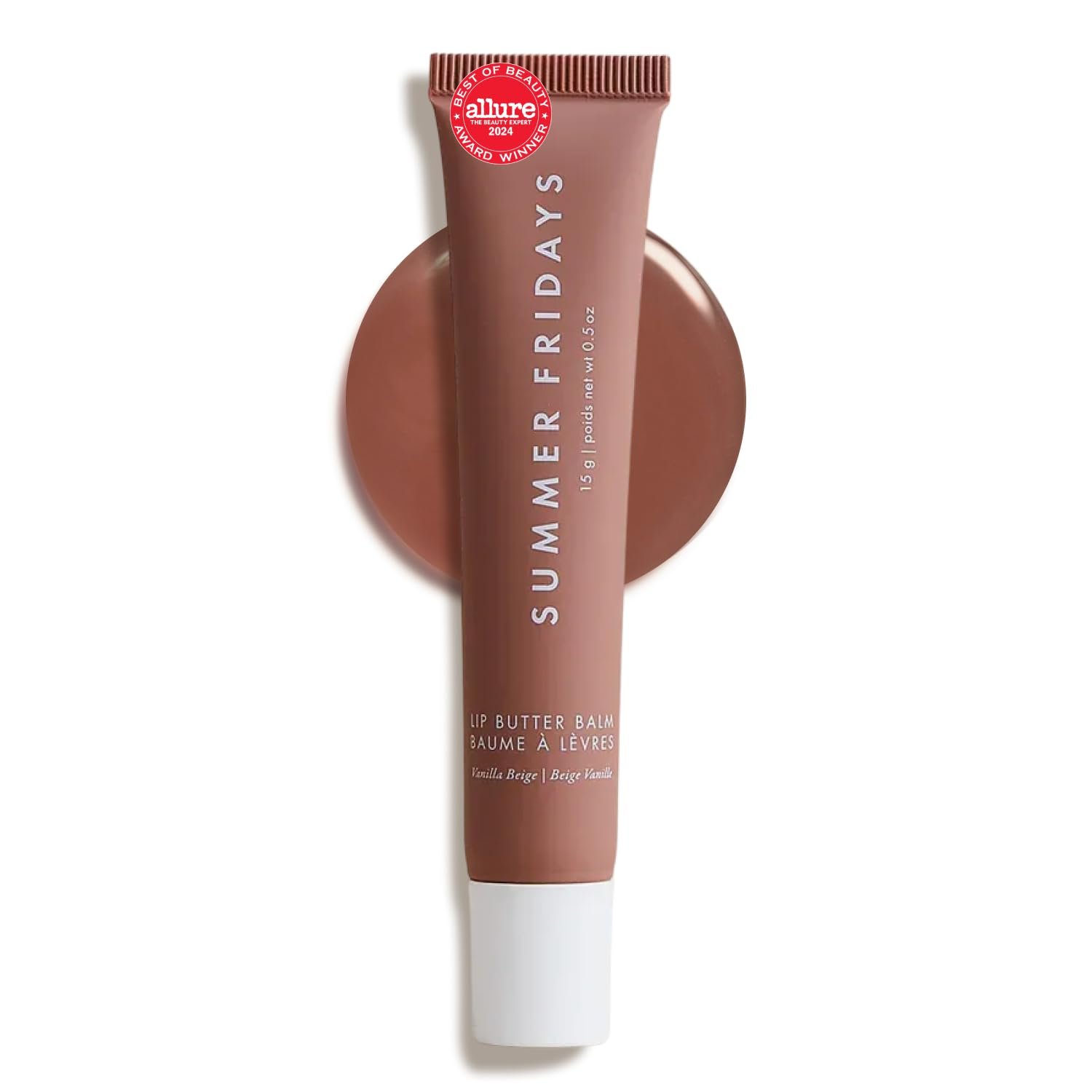 Summer Fridays Lip Butter Balm – Moisturizing Lip Gloss for Instant Shine + Sheer Color – With Nourishing Shea Butter – Everyday Makeup + Skin Care Summer Essentials – Vegan – Vanilla Beige (.5 Oz)