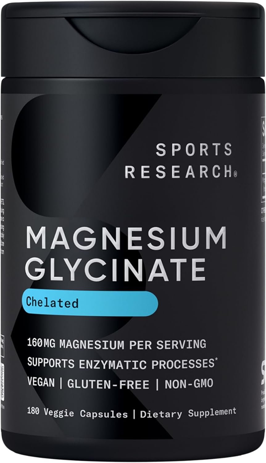 Sports Research® Magnesium Glycinate 160mg, 180 Veggie Capules