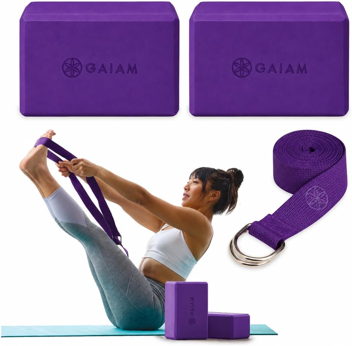 Gaiam Yoga Block – Supportive Latex-Free Eva Foam – Soft Non-Slip Surface with Beveled Edges for Yoga, Pilates, Meditation
