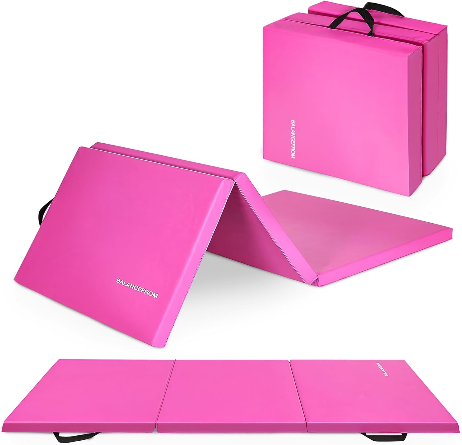 BalanceFrom 6×2 Feet 3-Panel Folding Gymnastics Mat – 2-Inch Thick Pad with Vinyl Surface and Carrying Handles for Tumbling, Yoga, Pilates, Home Workouts, and Martial Arts