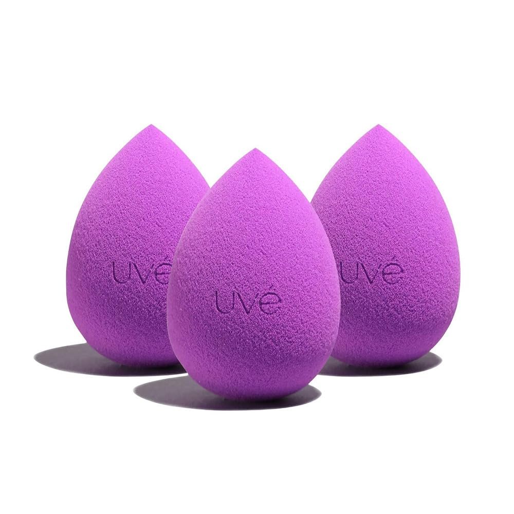 UVé Beauty Sponge Makeup Blender 3 Pack – Violet Makeup Sponges for Blending Foundations, Powders & Creams – Concealer Applicator Offers Full Coverage Vegan & Cruelty-Free Stays Clean Longer