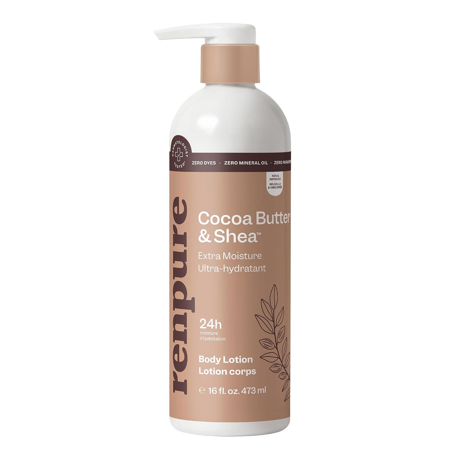 RENPURE Cocoa & Shea Butter Ultra-Hydrating Body Lotion For Dry Skin,16oz