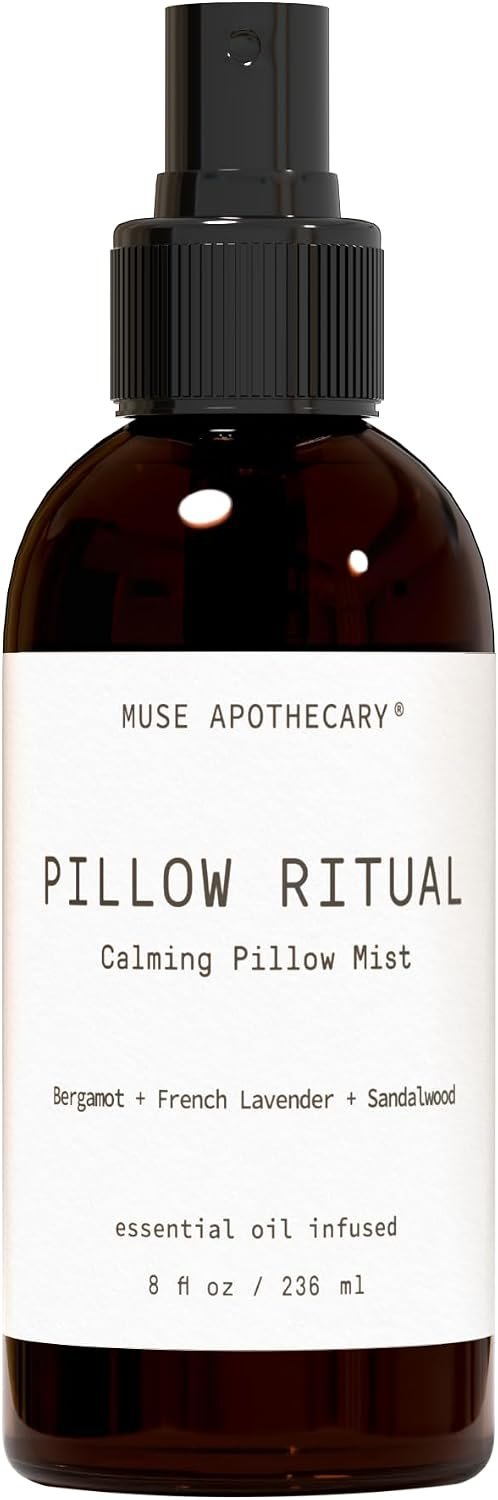 Muse Apothecary Pillow Ritual – Aromatic, Calming and Relaxing Pillow Mist, Linen and Fabric Spray – Infused with Natural Aromatherapy Essential Oils – 8 oz, Bergamot + French Lavender + Sandalwood