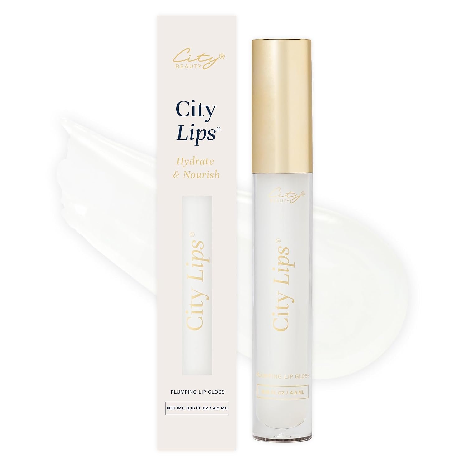 City Beauty City Lips Clear Plumping Lip Gloss, Hyaluronic Acid 0.16oz