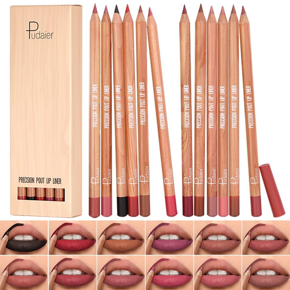 12 Colors Lip Liner Set, Matte Finish Series Lip Liners Pen, Set B