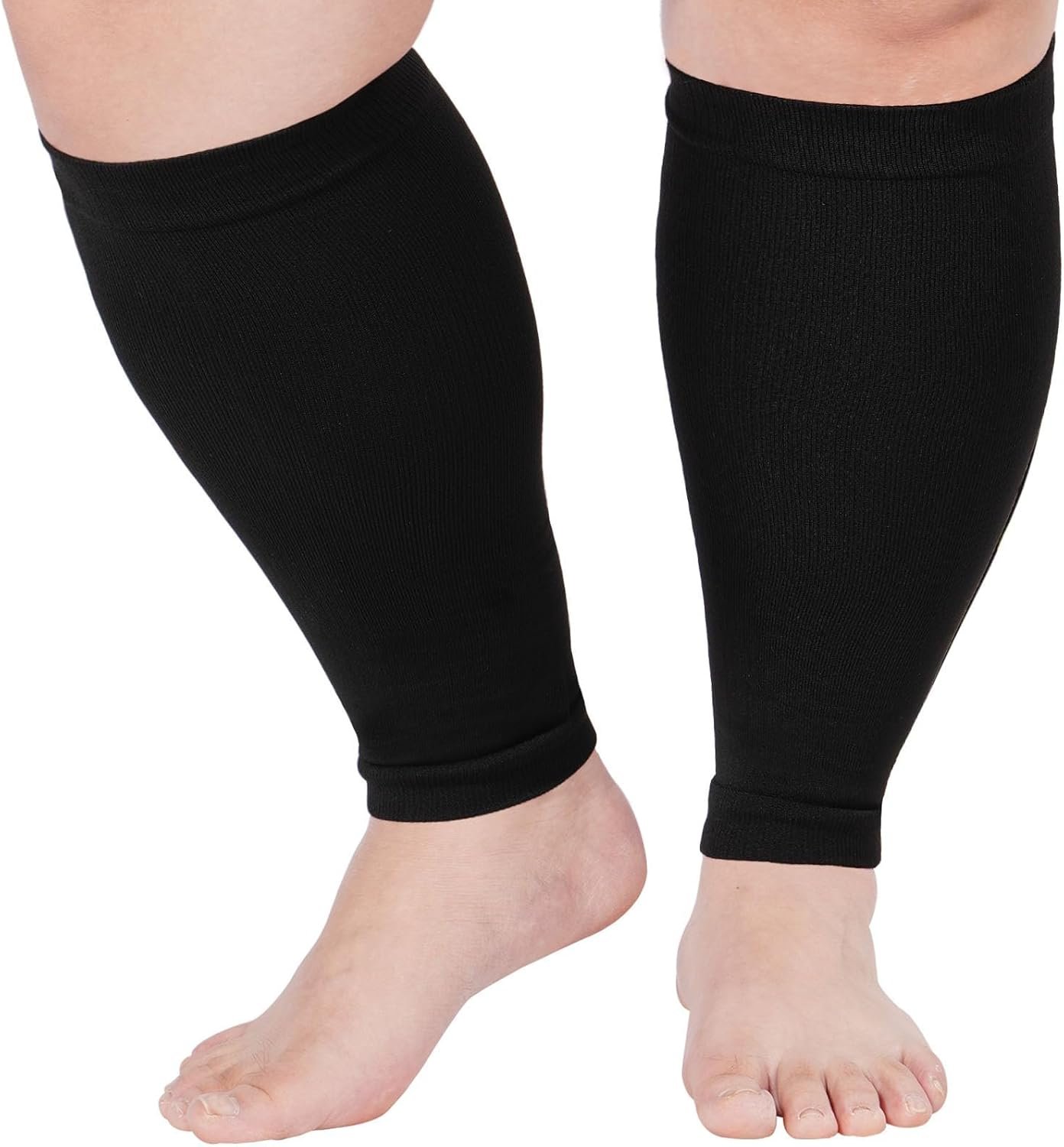 Plus Size Compression Leg Sleeves for Women& Men 15-20mmHg Wide Calf Knee High Leg Sleeves