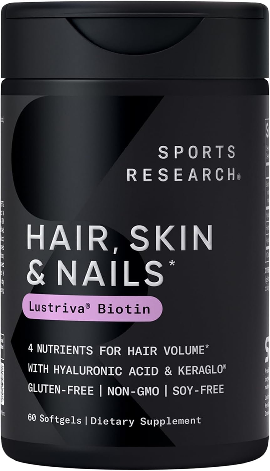 Sports Research® Hair, Skin & Nails w/Lustriva® Biotin, 60 Softgels