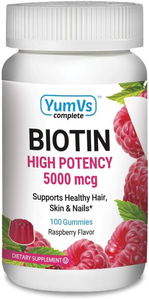 YUM-V’S Biotin Gummies 5,000 mcg, Raspberry (100 Count)