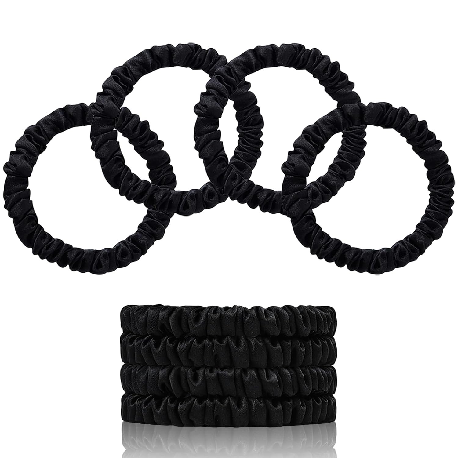 100% Mulberry Silk Hair Ties 4PCS, Silk Scrunchies for Women