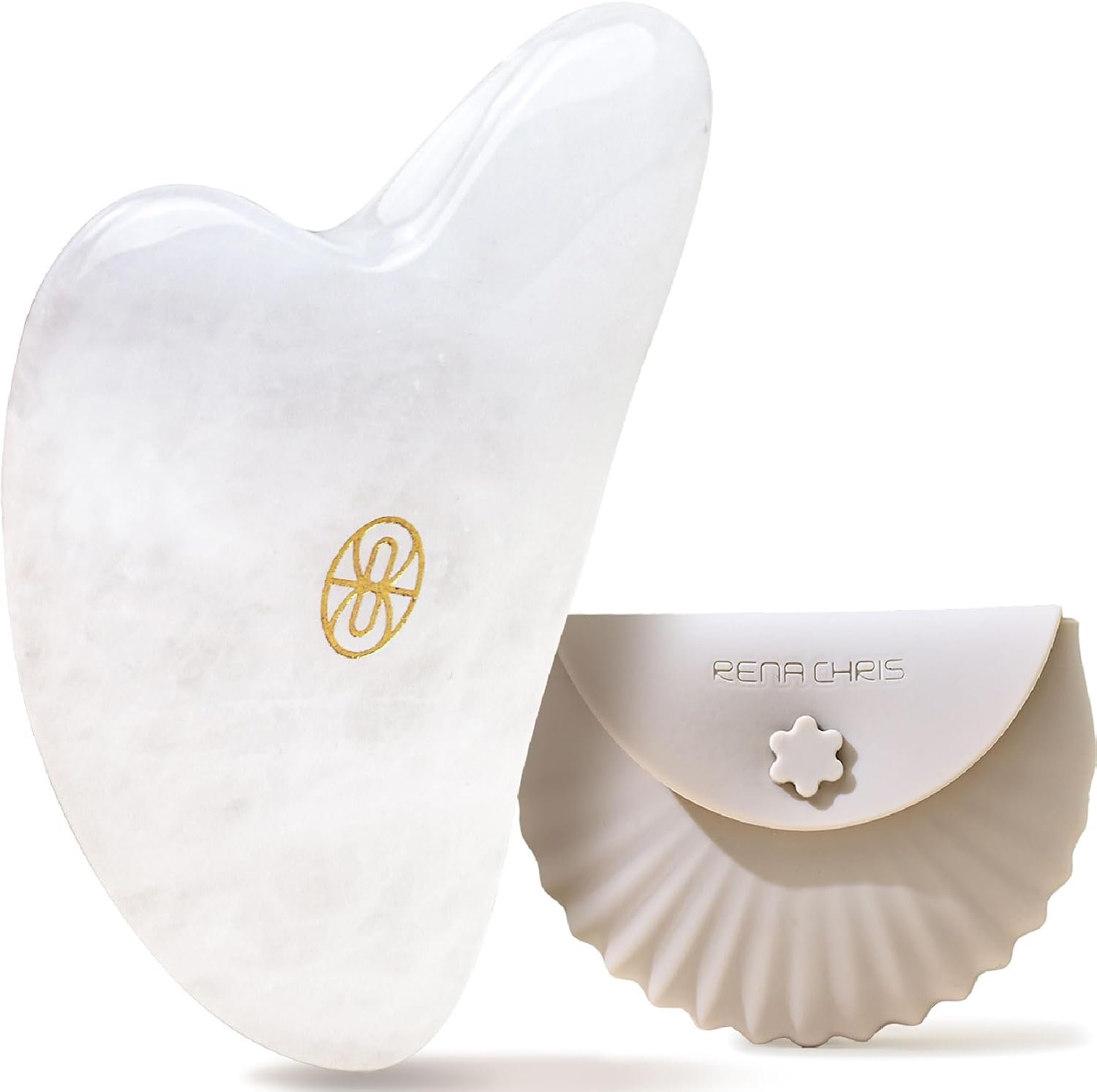 Rena Chris Gua Sha Facial Tools, White Jade Guasha Tool - White