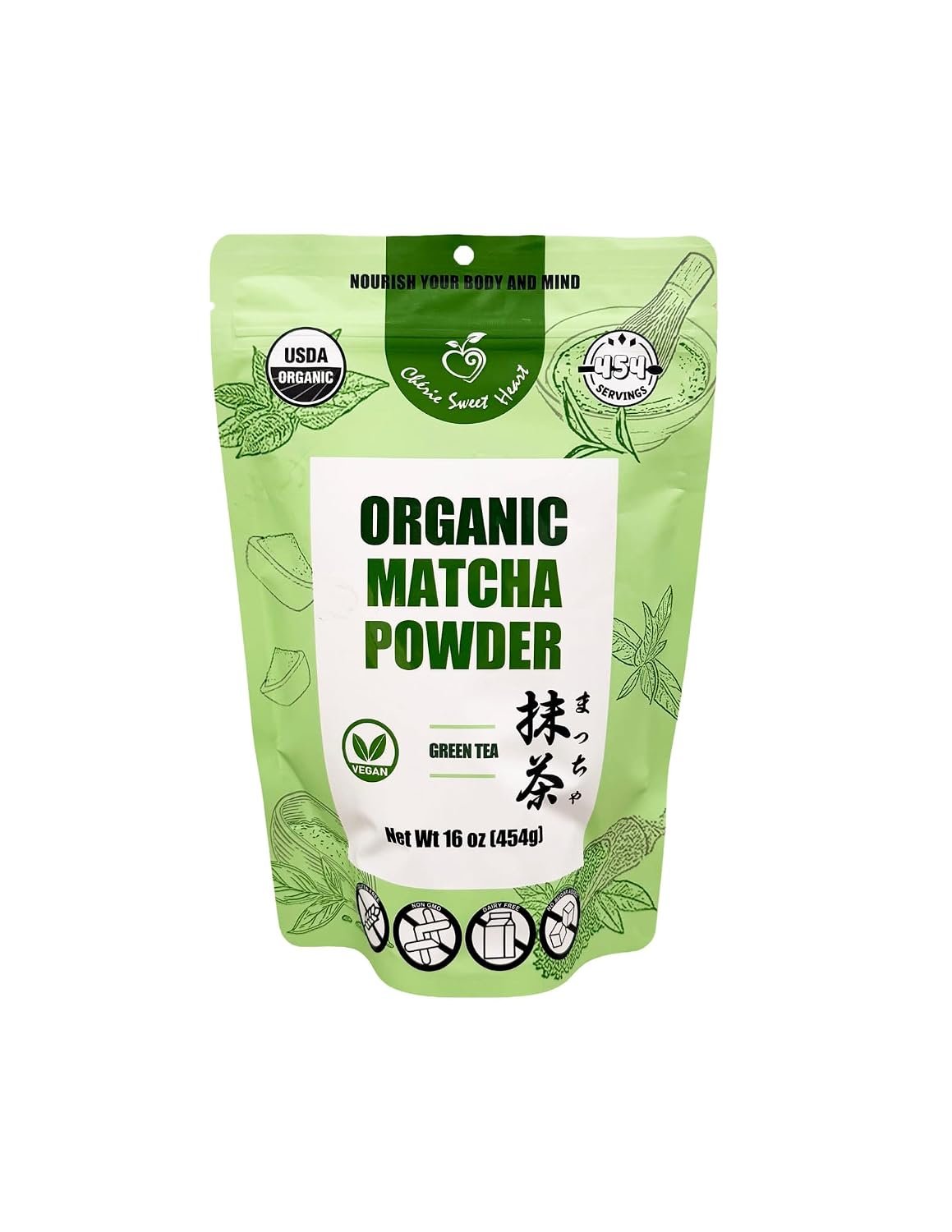 Chérie Sweet Heart Organic Matcha Green Tea Powder, 16 oz
