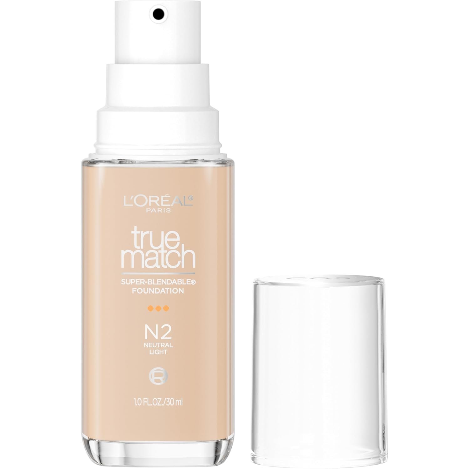 L’Oreal Paris True Match Super-Blendable Foundation, Medium Coverage Liquid Foundation Makeup, N2, Light, 1 Fl Oz