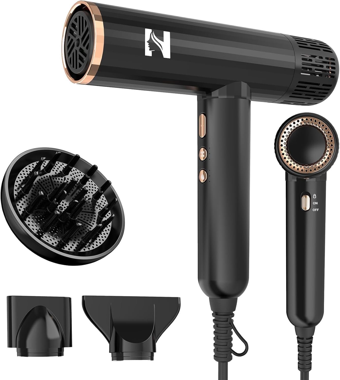 Nicebay Ionic Hair Dryer with Diffuser, 1600W High-Speed Salon Blow Dryer