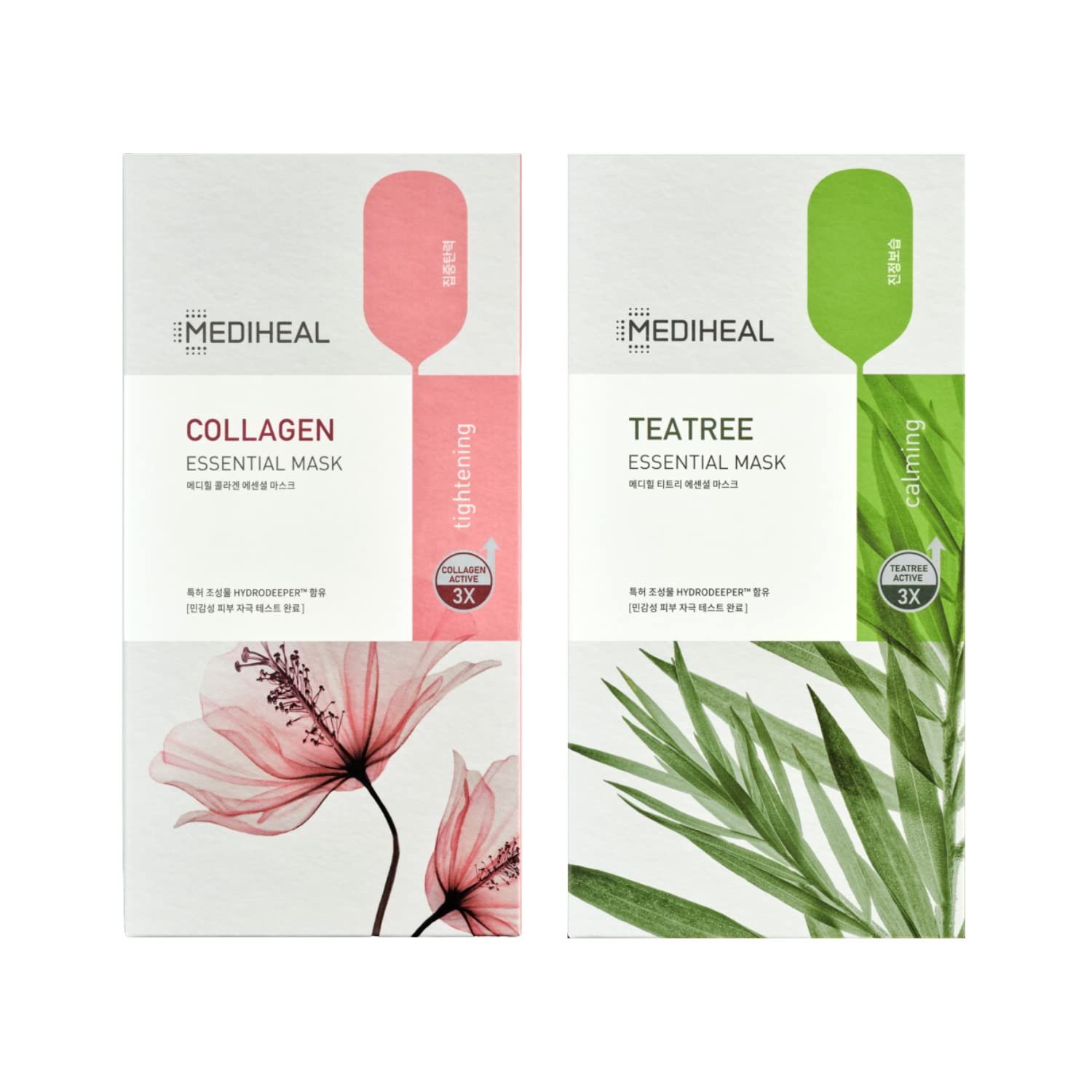 Mediheal Official Best Korean Sheet Mask – Collagen Teatree Essential Face Mask 20 Sheets Lifting Firming Calming Soothing For All Skin Types