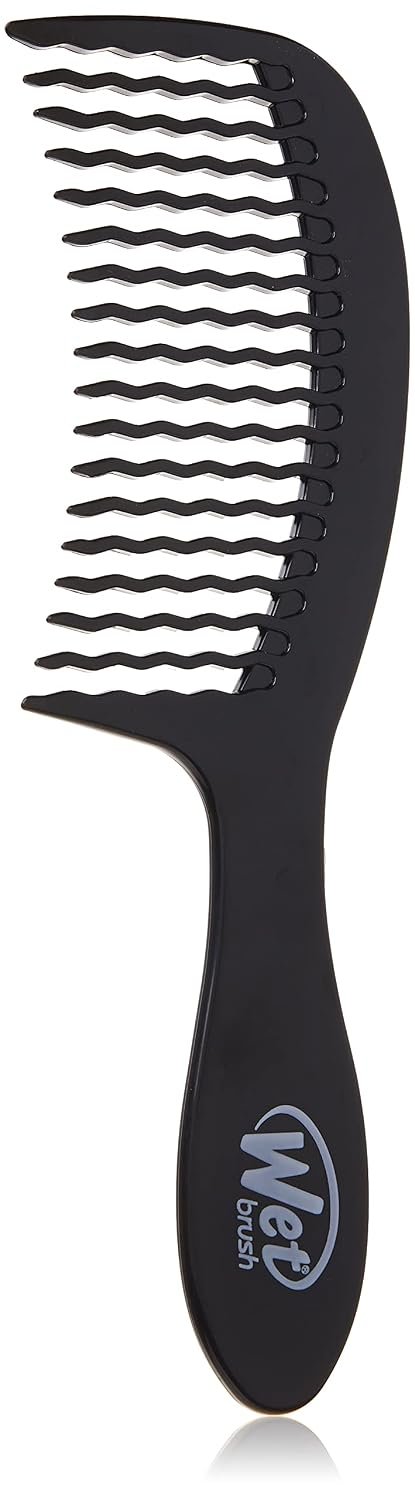 Wet Brush Detangling Comb, Black – Wide Tooth Hair Detangler with WaveTooth Design That Gently and Glides Through Tangles – Brush Throough Conditioner and Hair Masks – Gentle On Scalp and Pain-Free