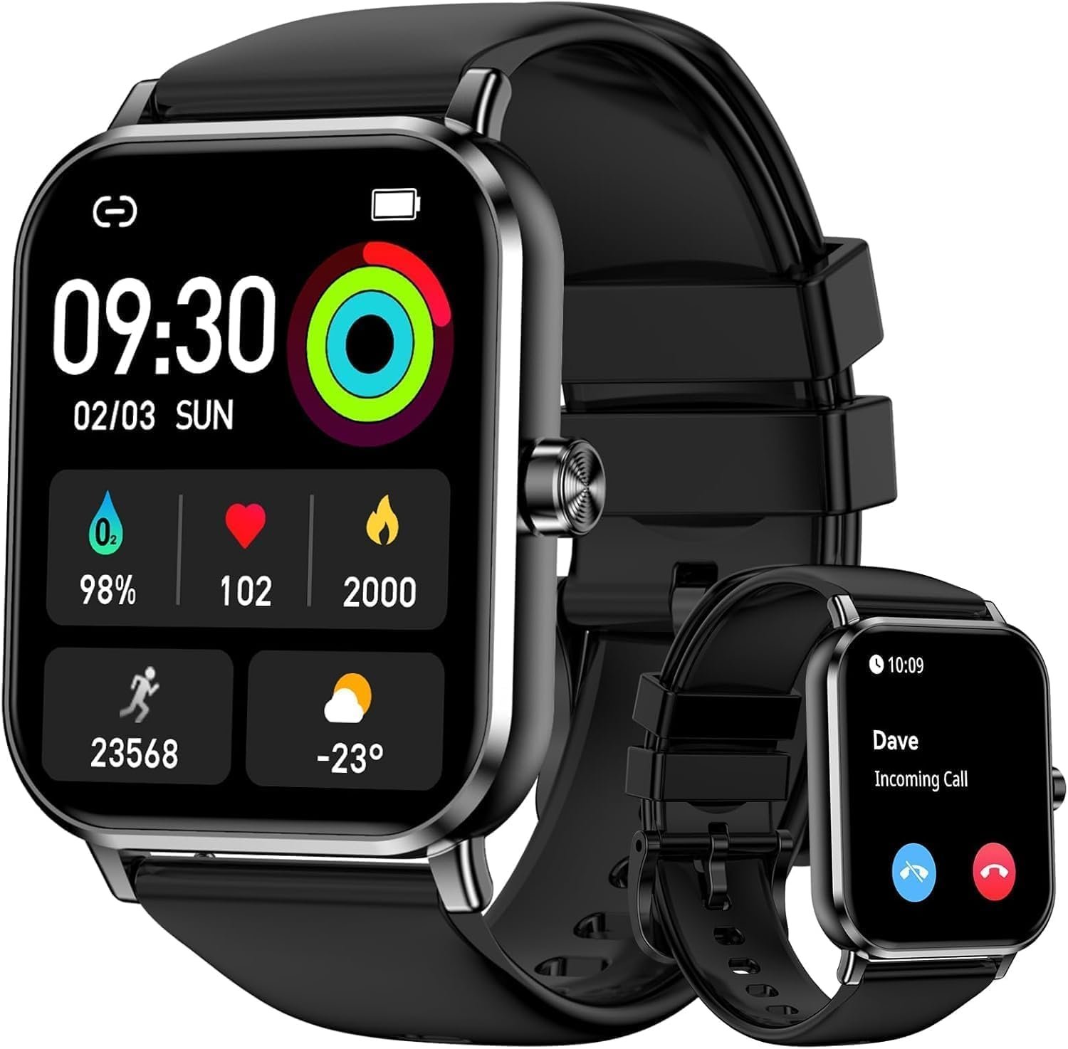 Smart Watch for Men Women, 1.83″ HD Touchscreen Fitness Tracker, Smartwatch with Bluetooth Calling, 130+ Sports Modes, Heart Rate Sleep Step Monitor, IP68 Waterproof Pedometer for iPhone & Android