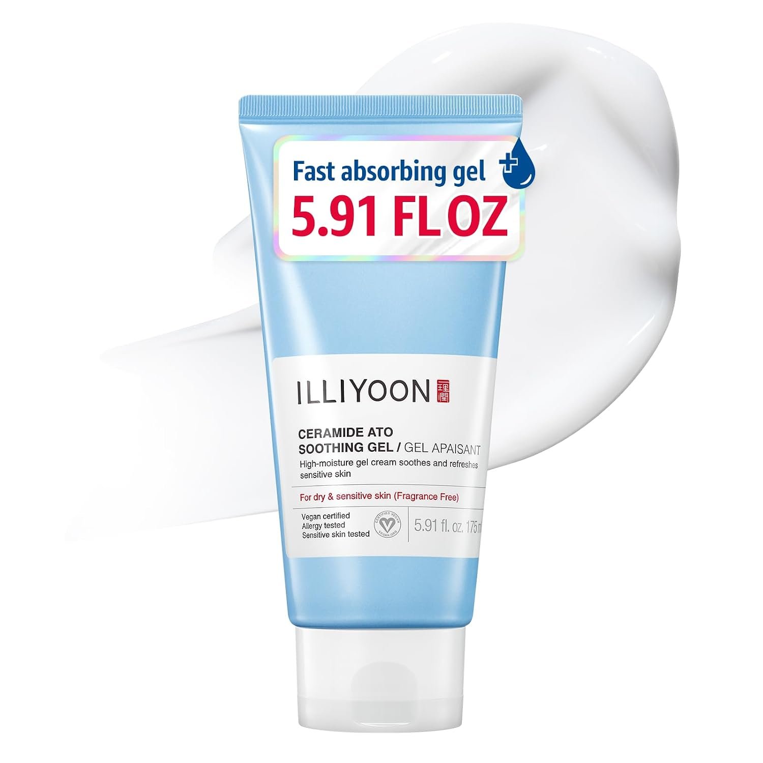 Illiyoon Ceramide Ato Soothing Gel – Vegan Facial Moisturizer for All Skin types, 5.9 Fl Oz (175ml)