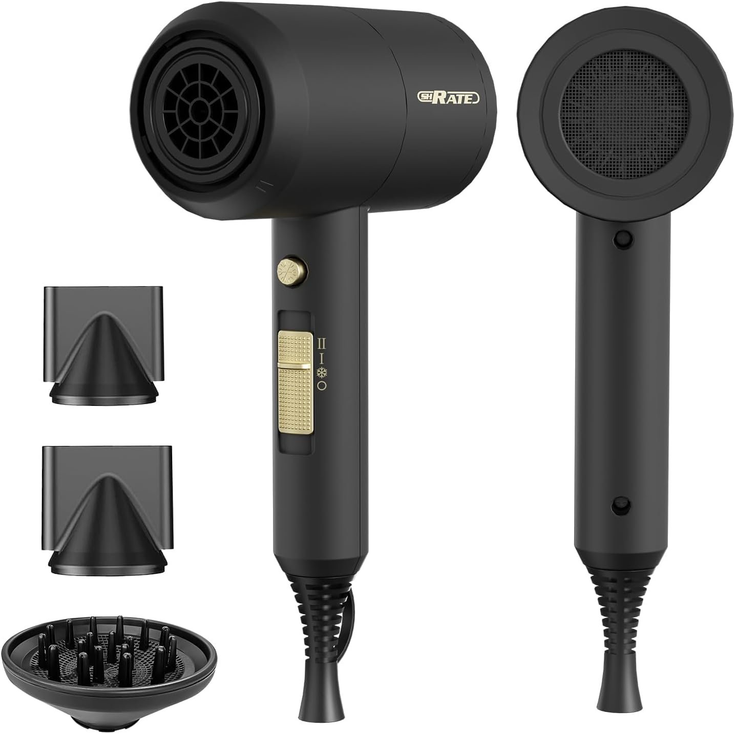 SHRATE Professional Ionic Hair Dryer with Diffuser & Nozzle | Low Noise