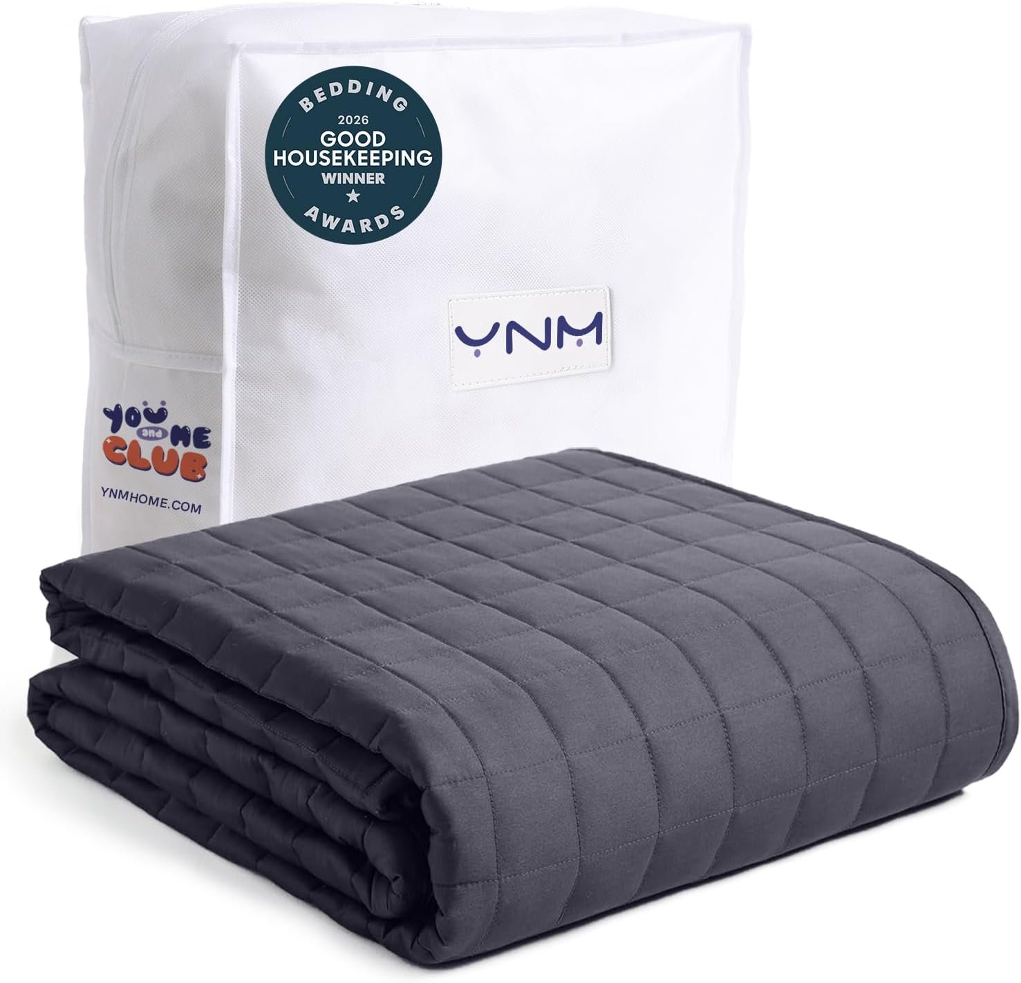 YnM Weighted Blanket, 15lbs, 60×80 Inches, Queen Bed, Dark Grey