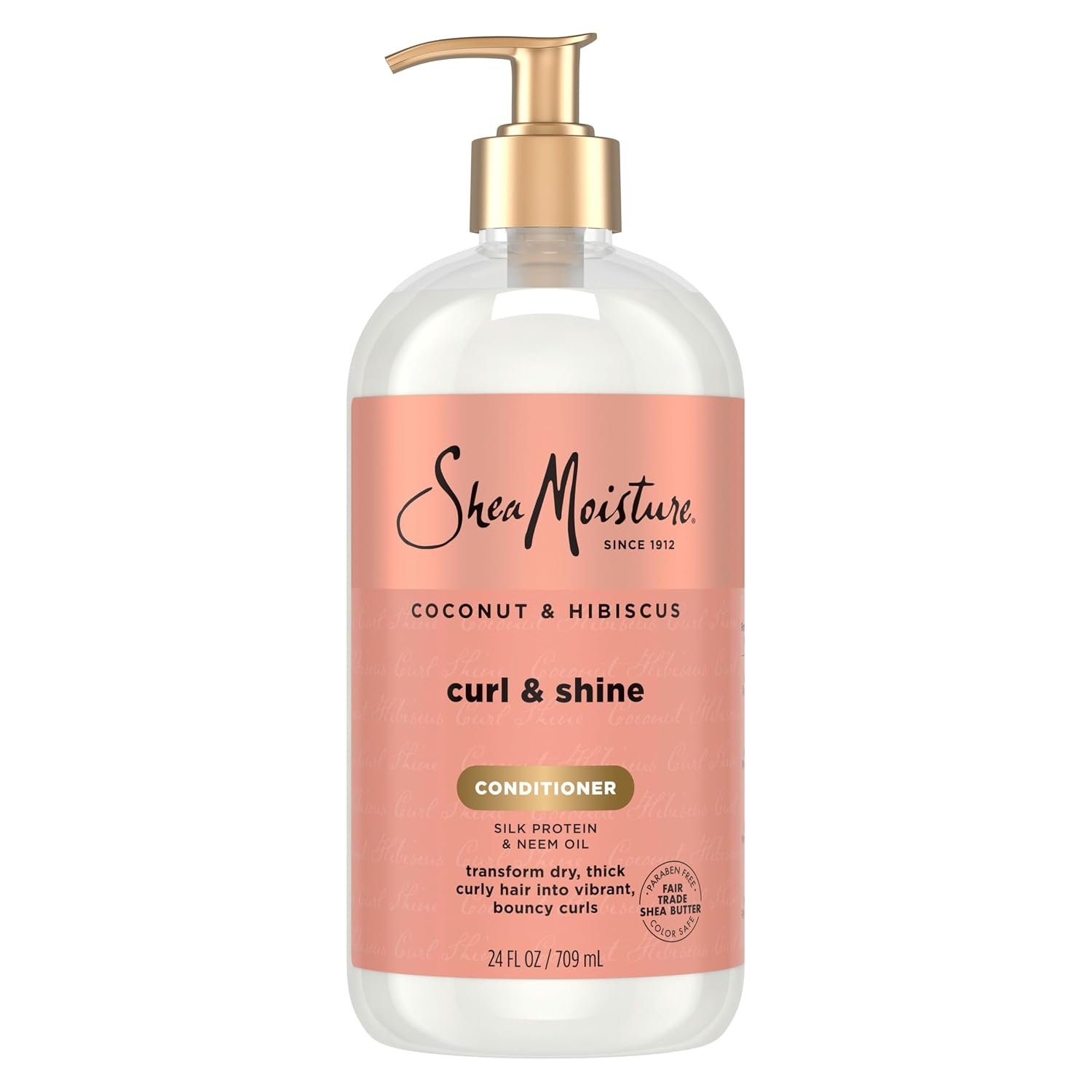 Shea Moisture Curl & Shine Conditioner Coconut & Hibiscus, for Thick, Curly Hair, to Moisturize & Soften, 24 oz