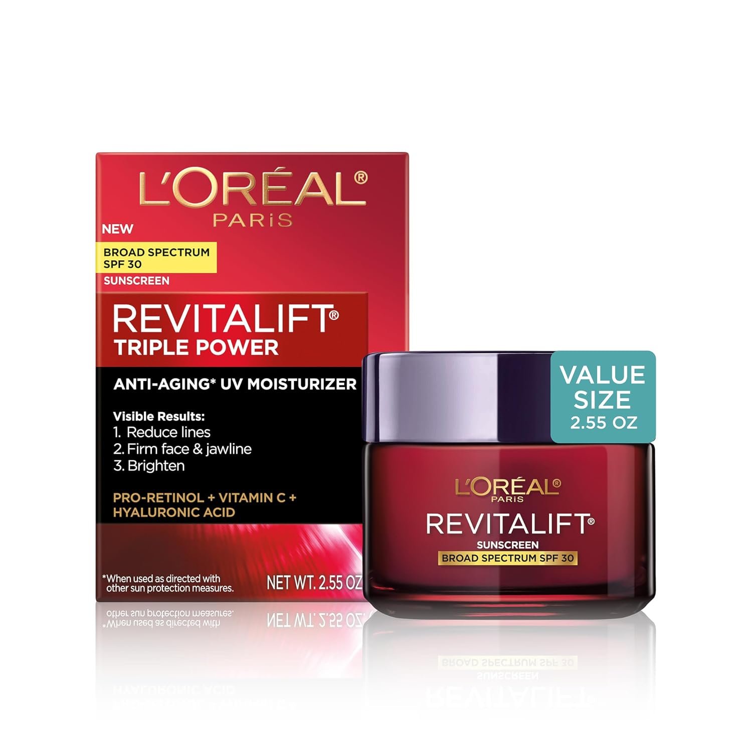 L’Oreal Paris Revitalift Triple Power SPF 30 Face Moisturizer, 2.55 Oz