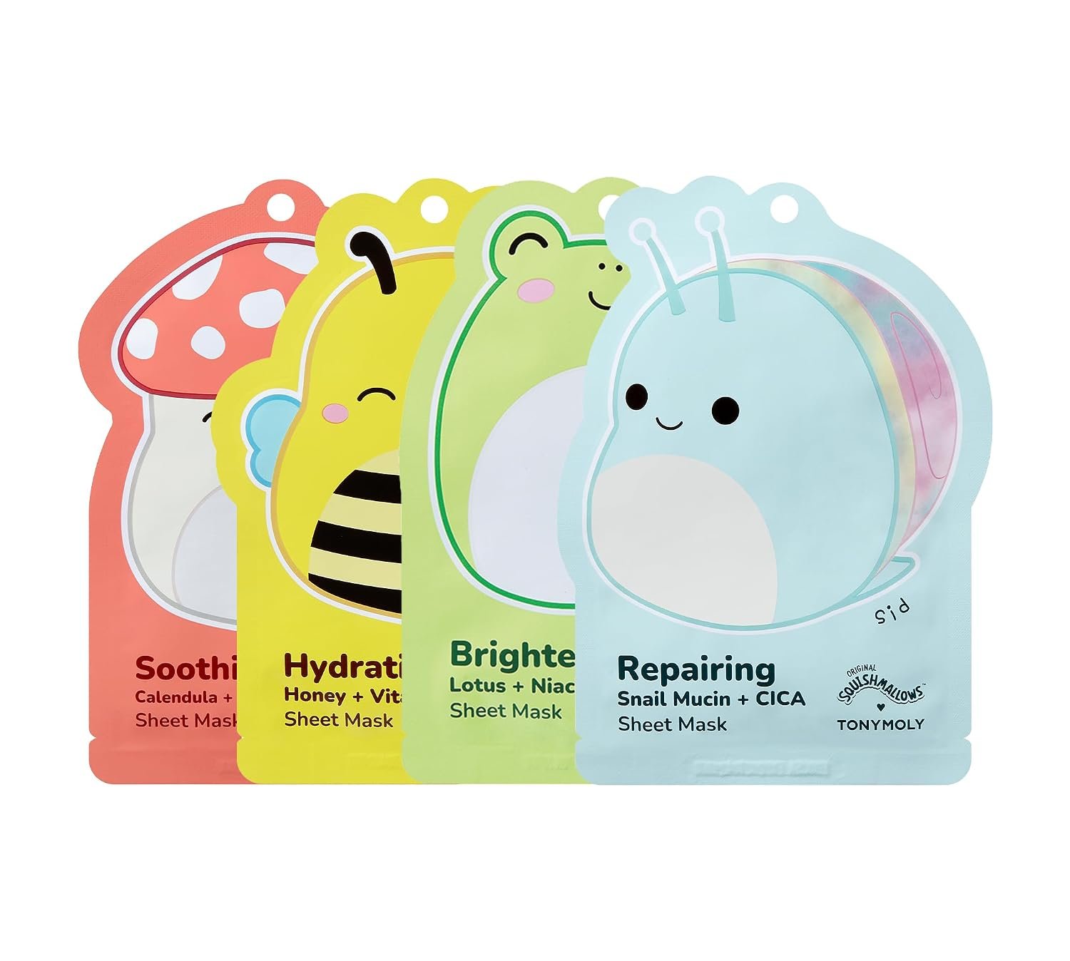 TONYMOLY x Squishmallows Korean Sheet Face Mask Variety 4 Pack, Kids & Teen