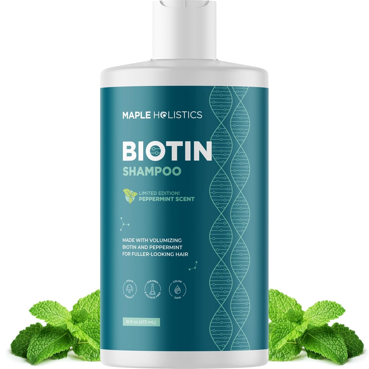 Volumizing Biotin Shampoo for Thinning Hair – Invigorating Peppermint Shampoo for Fine Hair with Argan Coconut and Olive Oils – Vegan & Color Safe – Paraben Silicone & Sulfate Free (16 Fl Oz)