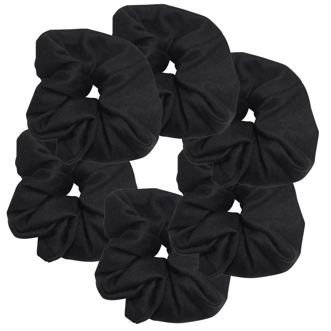 Motique Accessories Large Scrunchies for Women, Pack of 6, Black