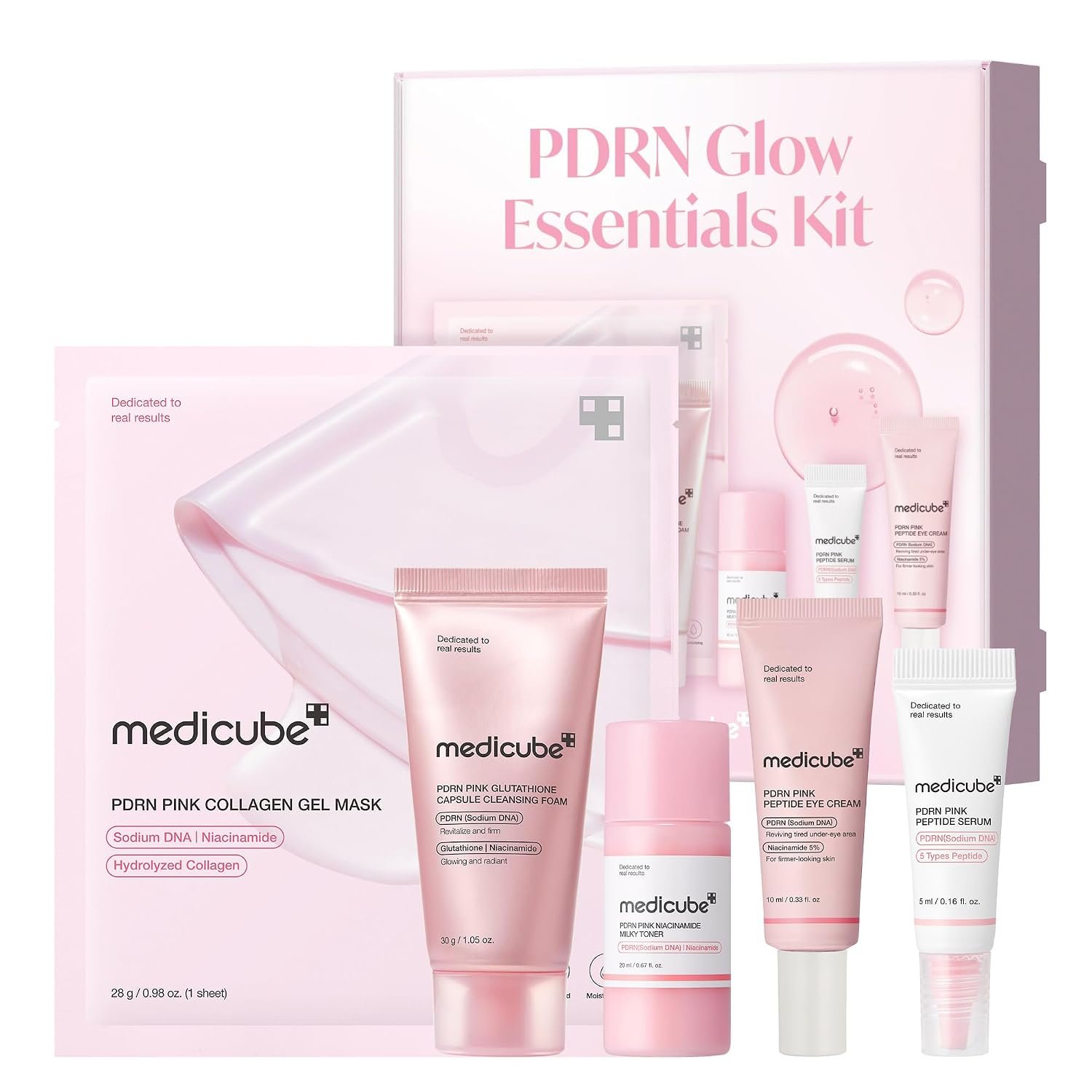 medicube Starter Kit PDRN Glow Essentials, Mini 5-Step Skincare Travel Set