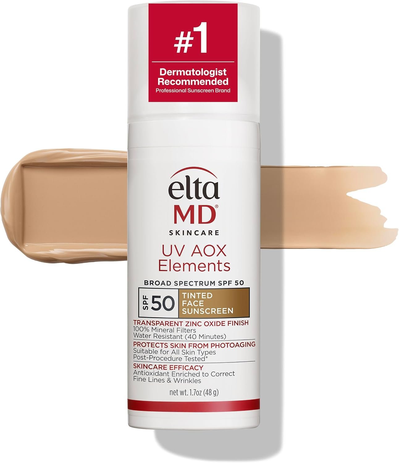 UV AOX Elements Tinted Mineral Face Sunscreen Lotion, Tinted Moisturizer for Face SPF 50 with Antioxidants