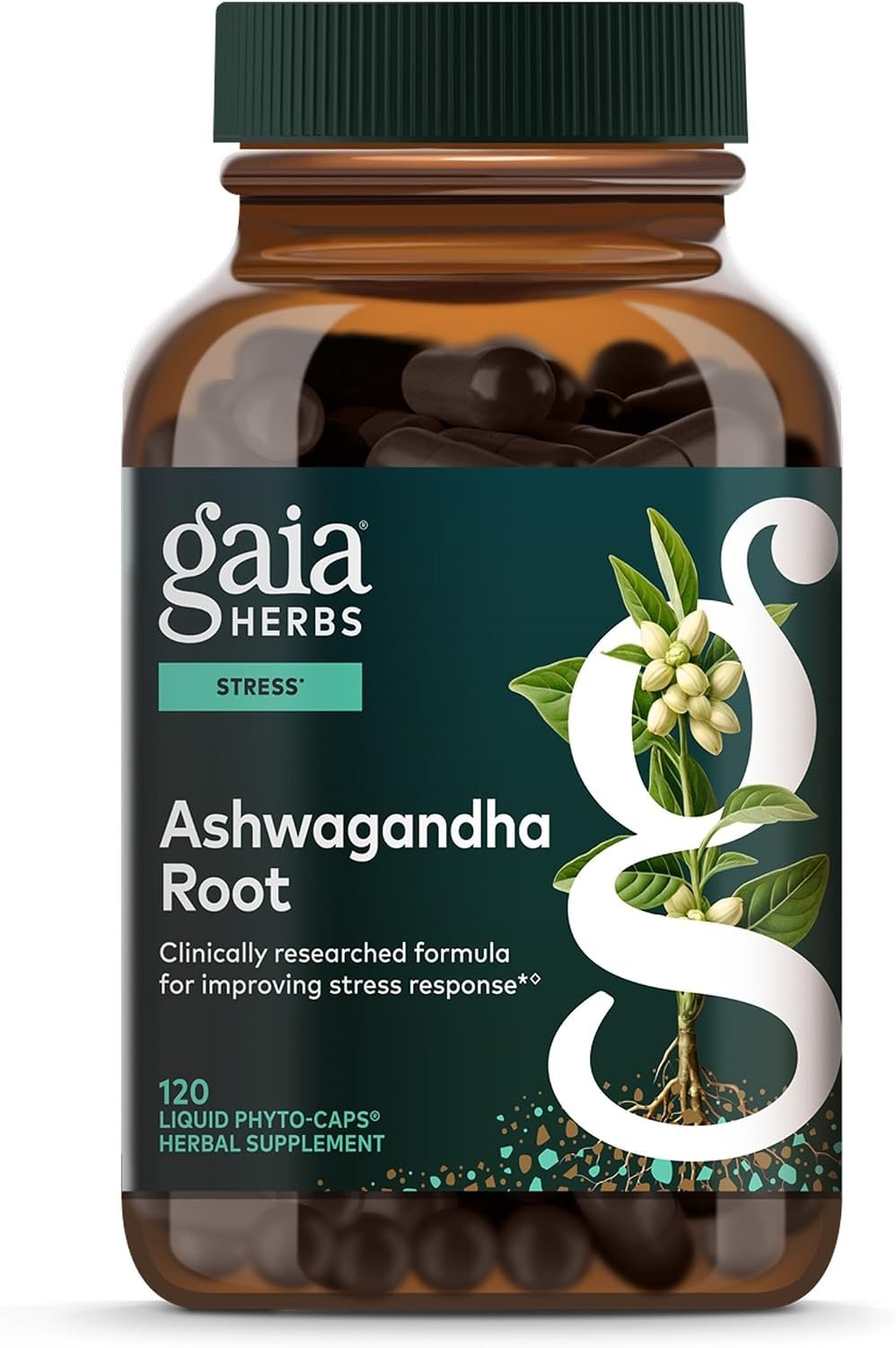 Gaia Herbs Ashwagandha Root 350 mg, 120 Vegan Capsules, 60 Servings