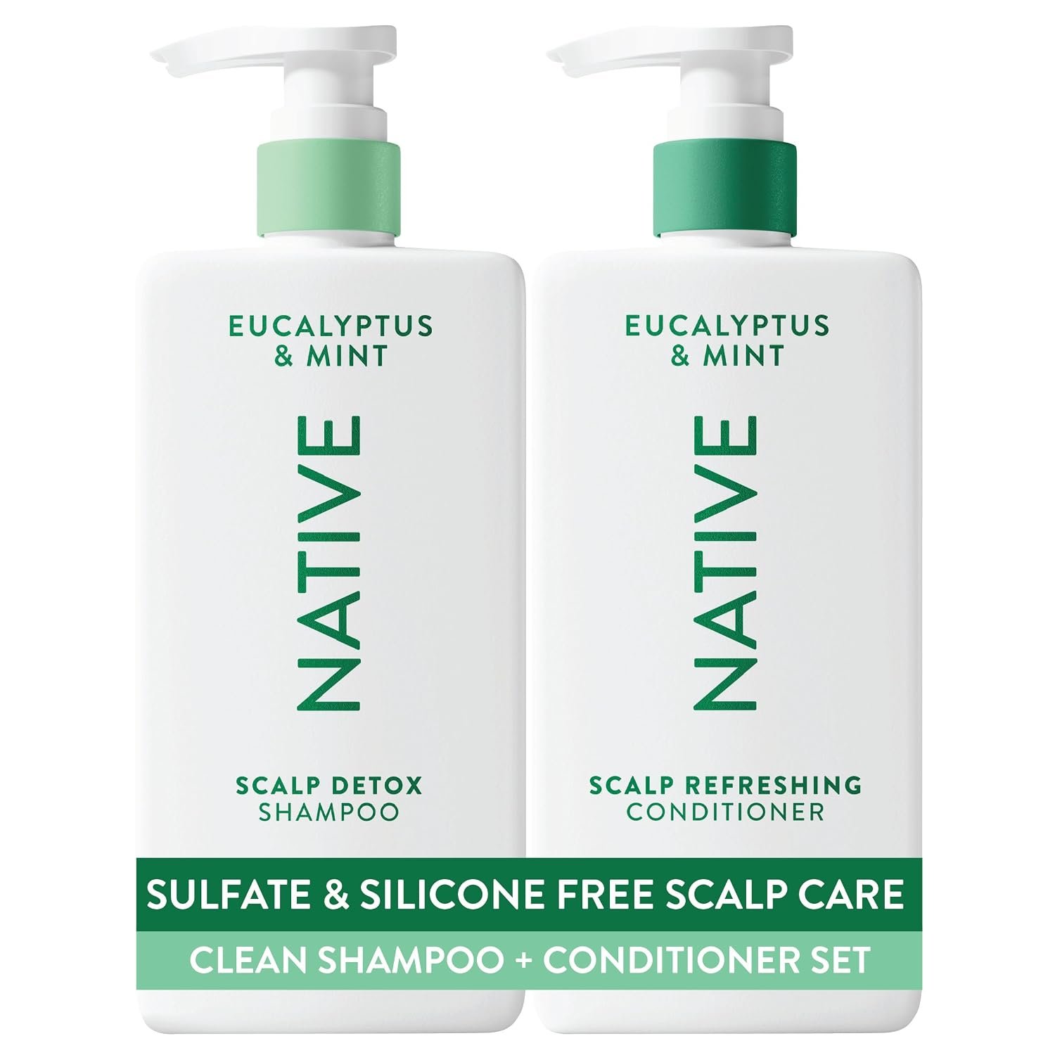 Native Scalp Detox Shampoo and Conditioner, Eucalyptus & Mint, Naturally Derived Ingredients | All Hair Types, Color & Treated, Fine to Dry Damaged, Sulfate & Dye Free – 2-Pack