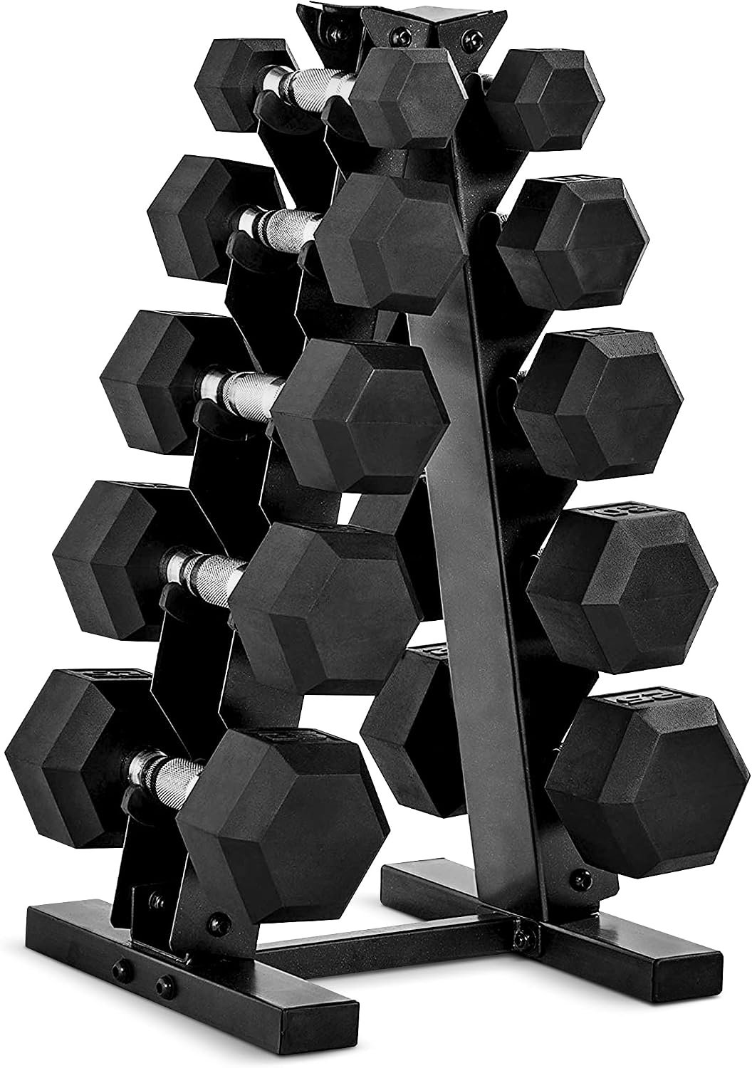 CAP Rubber Coated Dumbbell Weight Set with Rack | 100 lb, 150 lb, 210, 550 and 1200 lb Options