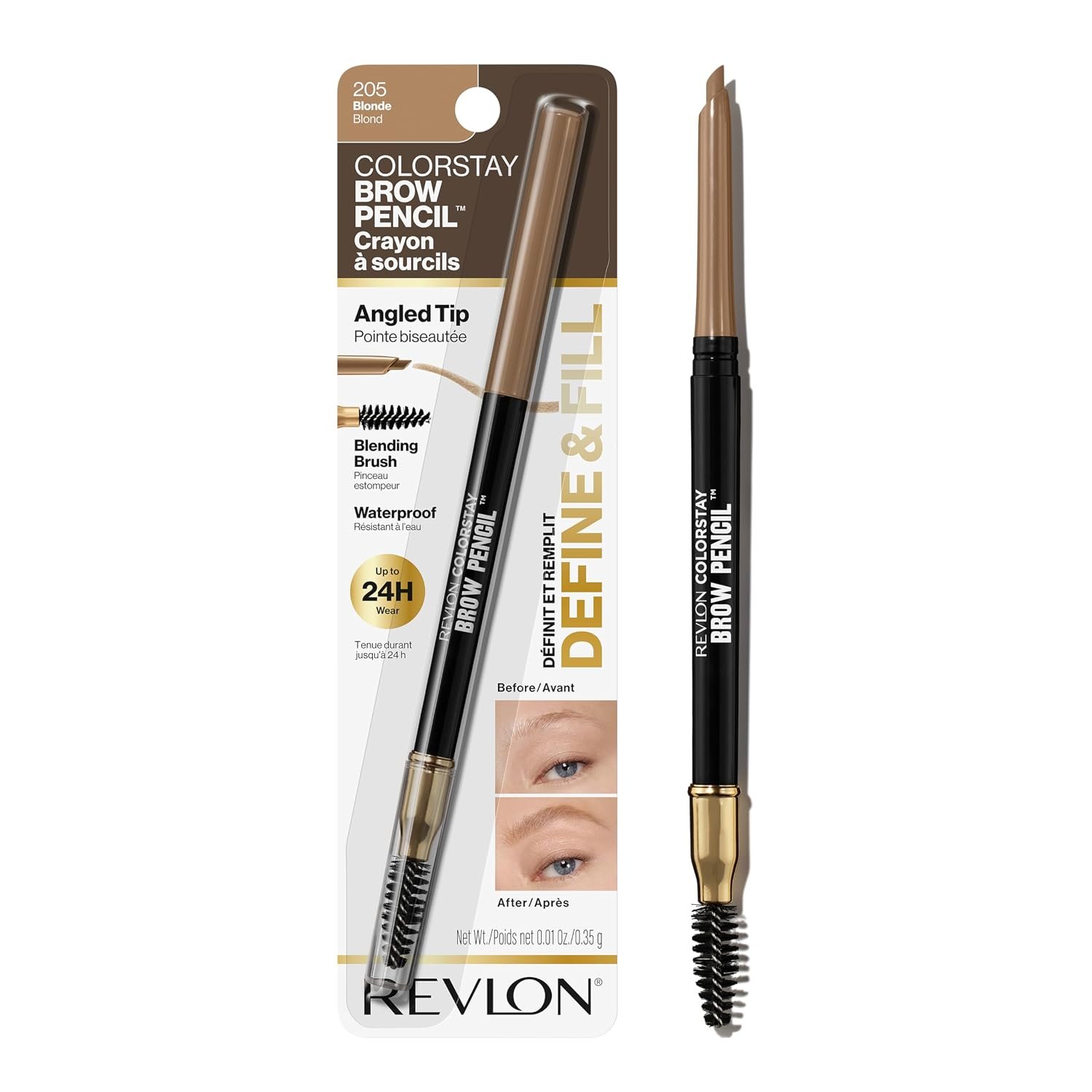 Revlon ColorStay Brow Pencil, 205 Blonde, 0.021 oz