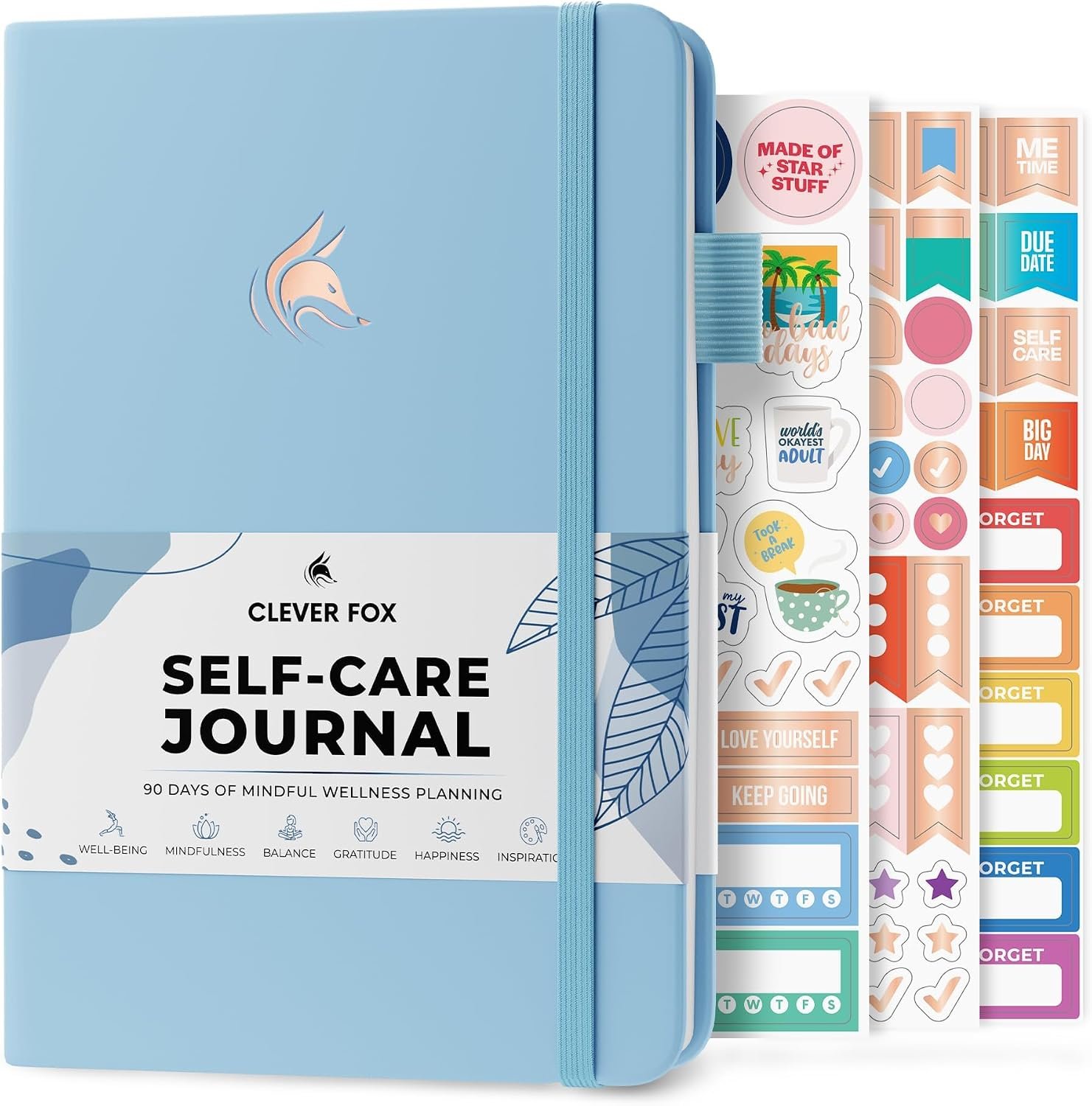 Clever Fox Self-Care Journal for Women, Daily Planner 5.8×8.3 Light blue