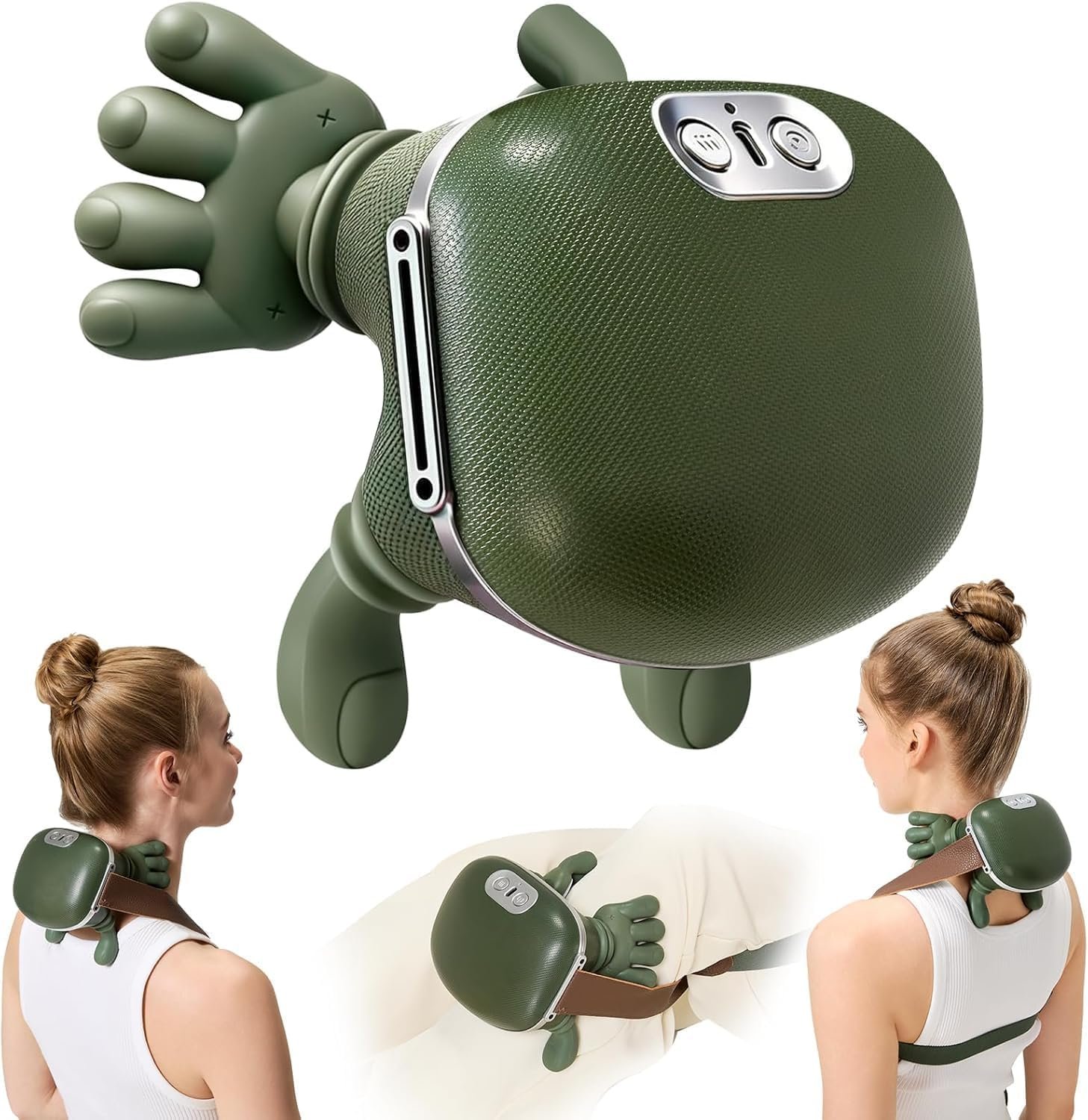 4D Wireless Neck Massager with Heat, Portable Bionic Massage with Real Human Hand Kneading Neck Massager for Pain Relief Deep Tissue, Body Muscle Pain Relief,Perfect Relaxation Gifts for Men Women