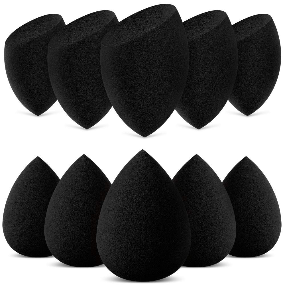 InnoGear 10 Pcs Makeup Sponges Blender Set Applicator Puff (Basic Black)