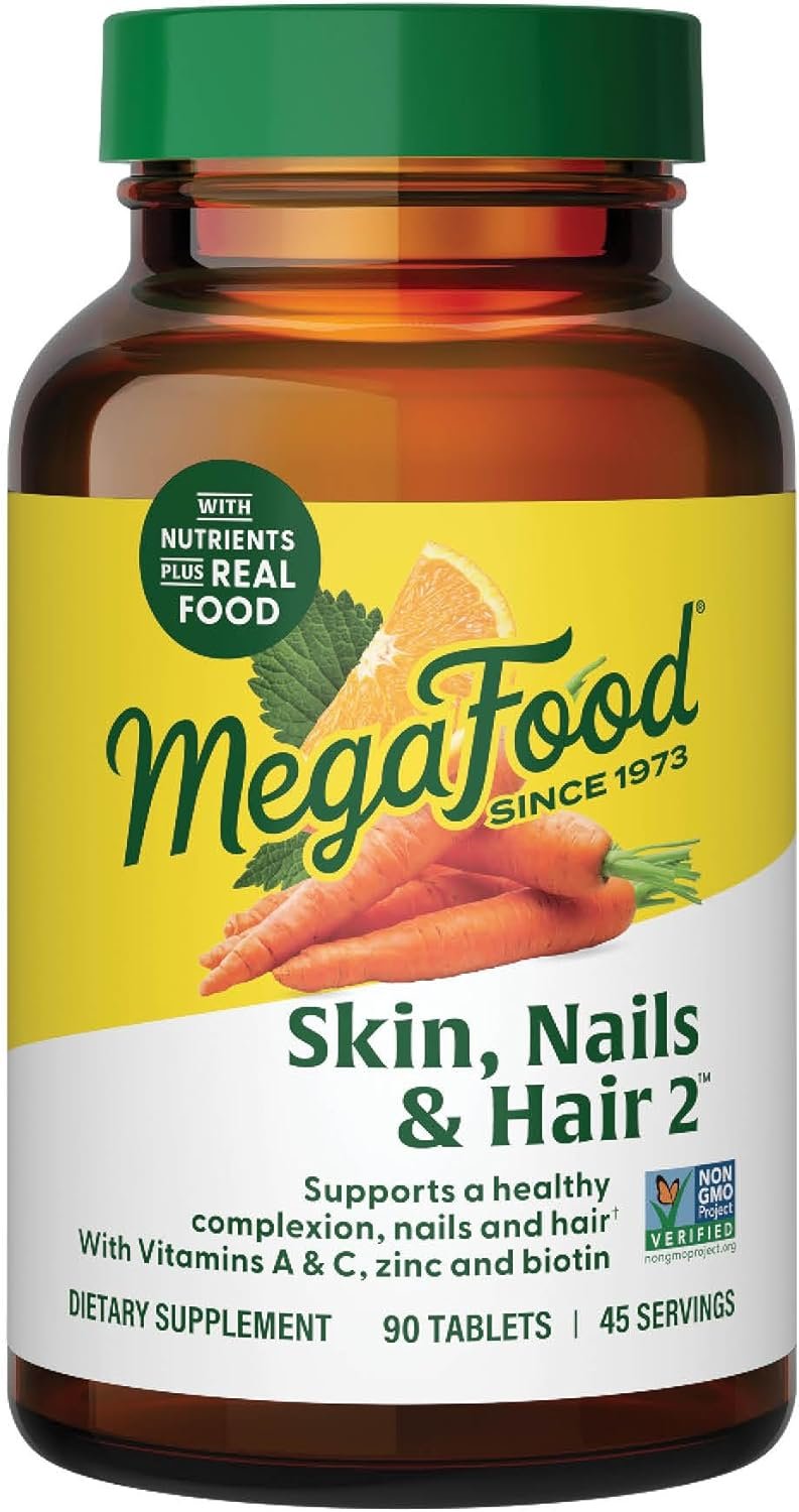 MegaFood Skin, Nails & Hair 2, with Biotin, Vitamin A, C & Zinc, 90 Tablets