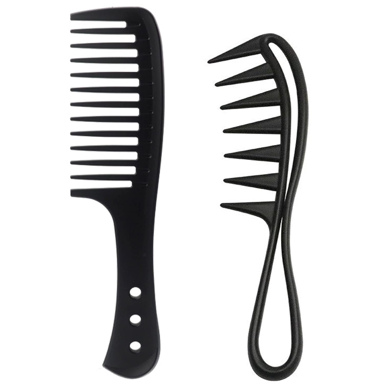 2 Pcs Wide Tooth Comb, Large Tooth Curl Comb Shark Teeth Hair Hairstyle Tool for Curly Wet Wavy Thick Hair Wigs Barber Salon, Women Men