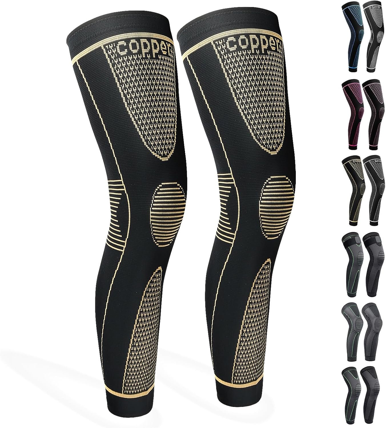 SKDK Full Leg Sleeves Long Compression Leg Sleeve Knee Sleeves Protect Leg, for Man Women Basketball, Arthritis Cycling Sport