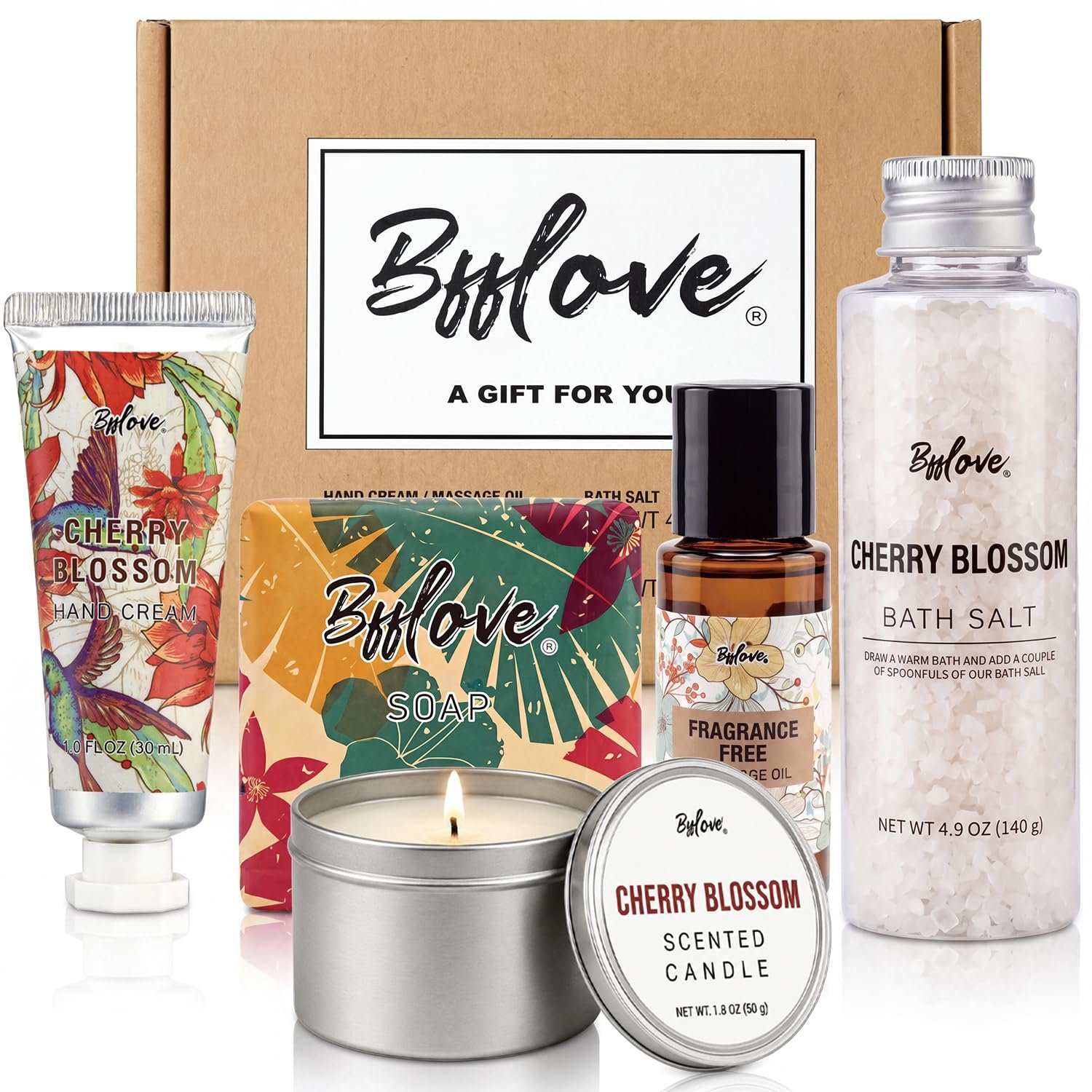 Spa Gifts Set for Women, 5pcs Cherry Blossom Self Care Gifts for Her