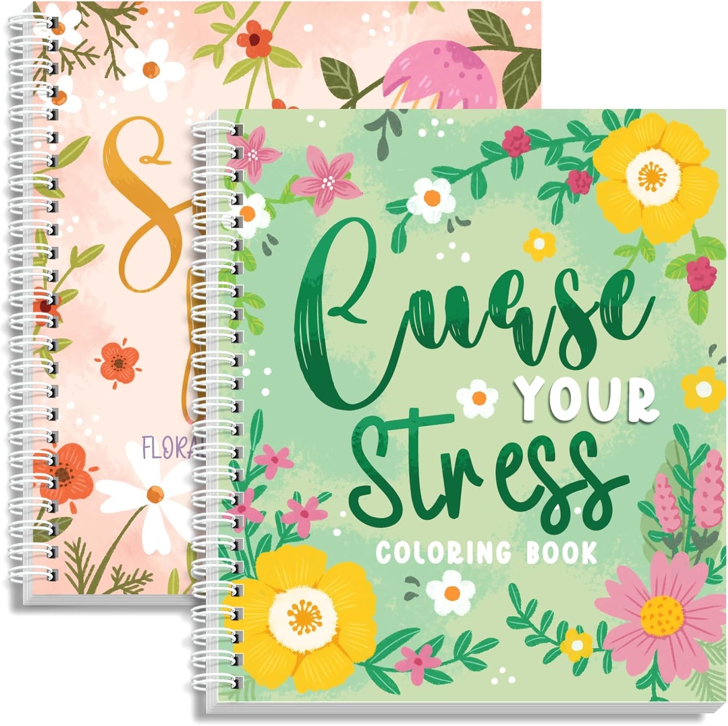 Coloring Books for Adults Relaxation Set of 2, Funny Swear Word Adult Coloring Book for Women, Relaxation Gifts for Women(Floral Design)