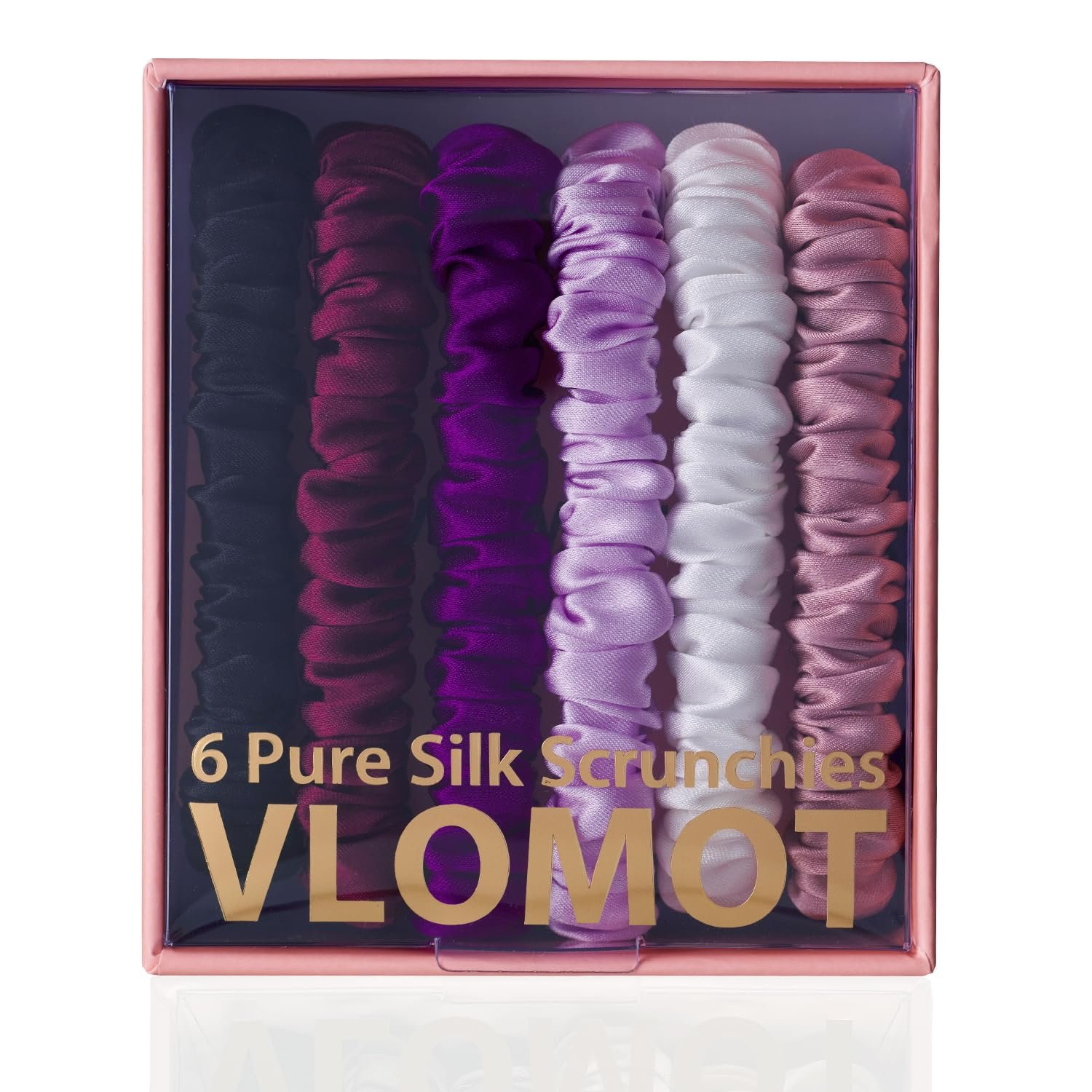 VLOMOT 6 Pcs Set 100% Pure Mulberry Silk Hair Scrunchies (Purple)