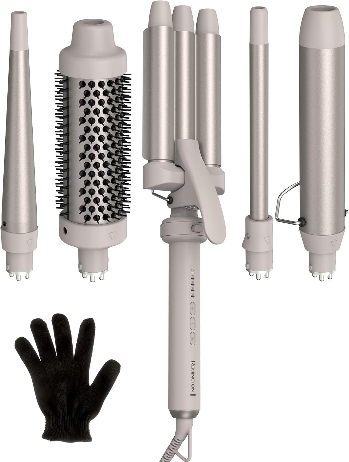 Remington 5-in-1 Curling Wand Set, Interchangeable 0.5″ – 1.25″ Barrels